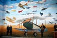 Aviation history mural at Fargo Air Museum. Fargo, ND.