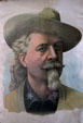 Engraved portrait of Buffalo Bill Cody at Scout's Rest. North Platte, NE.