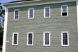Windows of school house at Canterbury Shaker Village. NH.