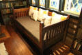 Oak settle #169 by Craftsman Workshops of Eastwood, NY at Gustav Stickley Museum at Craftsman Farms. Morris Plains, NJ.