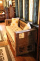 Arts & Crafts woven willow stick settle at Stickley Museum at Craftsman Farms. Morris Plains, NJ.