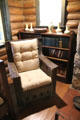 Arts & Crafts woven willow stick arm chair with pillow at Stickley Museum at Craftsman Farms. Morris Plains, NJ.