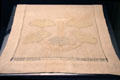 Arts & Crafts linen embroidery table scarf with Ginkgo design by Craftsman Workshops of Eastwood, NY at Stickley Museum at Craftsman Farms. Morris Plains, NJ.