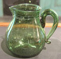 Green glass pitcher prob. by James Lee Glass Works of Millville or Port Elizabeth, NJ at Museum of American Glass. Milville, NJ.