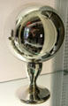 Silvered glass gazing ball by Dithridge & Co. of Pittsburgh at Museum of American Glass. Milville, NJ.