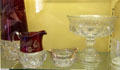 King's Crown glass vessels identified by circumference of round 'thumbprints' by Adams & Co. of Pittsburgh, PA at Museum of American Glass. Milville, NJ.