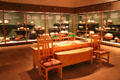 Southwestern pottery study gallery in Museum of Indian Arts & Culture. Santa Fe, NM.