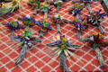 Crosses with bouquets at Sunday Santa Fe Farmers Market. Santa Fe, NM.