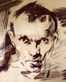 Nicolai Fechin portrait detail on Russian poster at Taos Art Museum. Taos, NM.