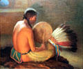 Chant to the Warbonnet painting by Joseph Henry Sharp at Harwood Museum of Art. Taos, NM.