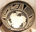 Mimbres bowl showing fish from Mogollon southern New Mexico at Millicent Rogers Museum. Taos, NM.
