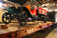White work truck on V&TRR flat car at Nevada State Railroad Museum. Carson City, NV.