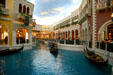 Gondolas on Grand canal of shopping arcade at The Venetian Hotel. Las Vegas, NV.
