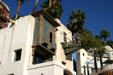Caribbean village decorates front of Treasure Island Hotel. Las Vegas, NV.