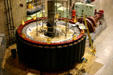 Turbine rotor removed for maintenance at Hoover Dam power house. Las Vegas, NV.