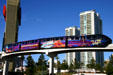 Las Vegas Monorail beats traffic of The Strip. Las Vegas, NV