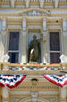Statue with scales of justice without blindfold on Storey County Courthouse. Virginia City, NV.