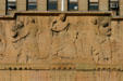 Section of relief on facade of City Hall representing knowledge & prosperity. Buffalo, NY.