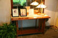 Wright-style table & lamp in Graycliff. Buffalo, NY.