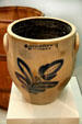 Salt-glazed food storage jar by P. Mugler & Co., Buffalo in Buffalo History Museum. Buffalo, NY.