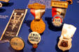 Steel Workers Organizing Committee labor union buttons at Buffalo History Museum. Buffalo, NY.