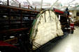 Jump net for catching people jumping out of burning buildings on LaFrance ladder truck at FASNY Museum of Firefighting. Hudson, NY.