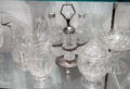 American pressed glass New England Pineapple pattern tableware including cruet set at Corning Museum of Glass. Corning, NY.