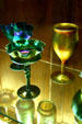Steuben iridescent glass goblets at Corning Museum of Glass. Corning, NY.
