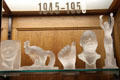 Cast lost wax diatreta glass sculptures by Frederick Carder for Steuben Glass at Corning Museum of Glass. Corning, NY.