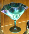 Blue Aurene glass stemmed centerpiece by Frederick Carder for Steuben Glass at Corning Museum of Glass. Corning, NY.