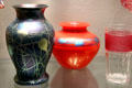 Aurene vase & decorated Rouge Flambé Vase by Steuben Glass at Corning Museum of Glass. Corning, NY.