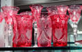 Engraved ruby-cased glass place setting by Steuben Glass at Corning Museum of Glass. Corning, NY.