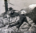 The First Shot painting by Frederic Remington at Rockwell Museum of Art. Corning, NY.