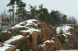Rock formation in Thousand Island Region of St. Lawrence River. NY.