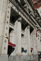 Columns of Bowling Green Building housed White Star Lines where crowds sought news of Titanic in 1912. New York, NY.