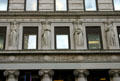 Details of sculpted female figures by John Massey Rhind on Bank of Tokyo building. New York, NY.
