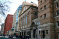 Streetscape along Washington Square South with NYU Library, Kimmel Center, & Judson Church. New York, NY.