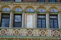 Terra cotta & tile decoration of Apartment building at 37 Washington Square West. New York, NY.