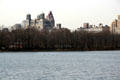 Central Park West streetscape over Central Park including Beresford Apartments. New York, NY.