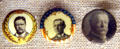 Buttons for three presidential candidates in 1912 election: Roosevelt, Wilson, Taft at Theodore Roosevelt Birthplace. New York, NY.