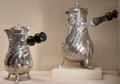 Silver chocolate pot & silver coffeepot both by François-Thomas Germain of Paris at Metropolitan Museum of Art. New York, NY.