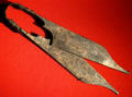 Bronze shears etched with figures marked with silver & copper after Egyptian style from Trabzon, NE Turkey at Metropolitan Museum of Art. New York, NY.