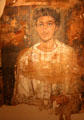 Romano-Egyptian mummy portrait of bearded man in fragmentary shroud at Metropolitan Museum of Art. New York, NY.