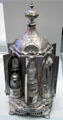 Magic Dinner Caster wherein turning a knob reveals condiment bottles by Roswell Gleason & Sons of Dorchester, MA at Brooklyn Museum. Brooklyn, NY.