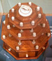 Sewing stand with carved whale ivory pieces at Whaling Museum. Cold Spring Harbor, NY.