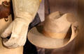 Theodore Roosevelt's Rough Rider gloves & hat at Old Orchard Museum at Sagamore Hill NHS. Cove Neck, NY.