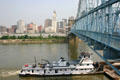 Cincinnati skyline with Roebling Bridge. Cincinnati, OH.