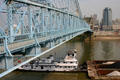 Cincinnati skyline & Roebling Bridge. Cincinnati, OH.