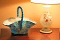 Blue porcelain basket used in White House & lamp in parlor of Hayes Presidential Home. Fremont, OH.