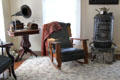 Gramophone, rocking chair & Round Oak stove in Seymour House at Historic Lyme Village Museum. Bellevue, OH.